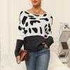 Women's Pullover Knitted Leopard Print One Lapel Autumn and Winter Casual Sweater