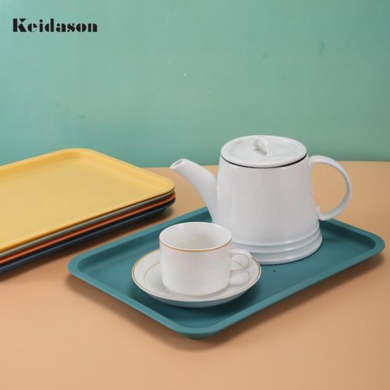 Modern Stackable Storage Rounded Texture Cup Tea Tray Food Fruit Dessert Plate Rectangular for Living Room