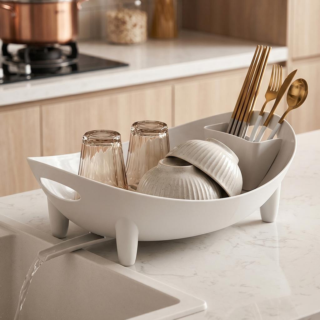 Kitchen Dish Drying Rack Bowl Plate Drainer Sink Organizer for Tableware Cups Chopsticks Utensil Drain Storage Holder