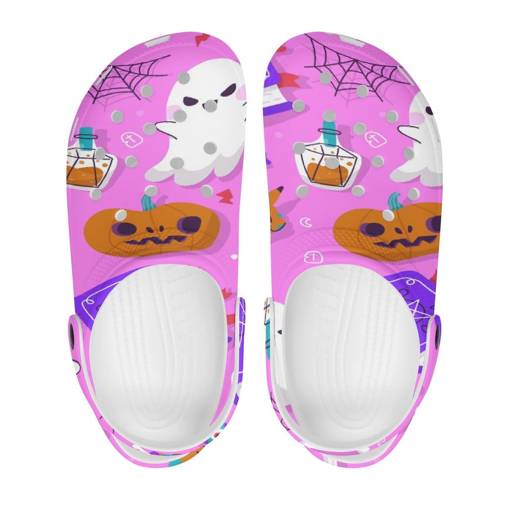White Color Printed EVA Clogs Women Men Lightweight Breathable Garden Shoes Slip On Beach Pool Bathroom Home Sandals