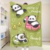 Panda Print Throw Blanket  Summer Cooling Bedspread Anime Style Home Decor Perfect for Sofa Bed or Picnic