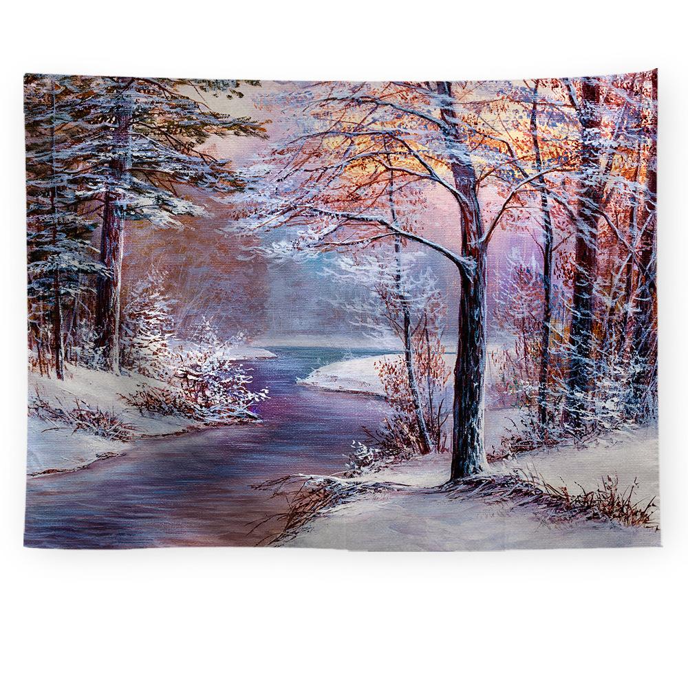 Рождественский лес снежная сцена гобелен дерево настенное украшение гостиная спальня общежитие домашнее украшение