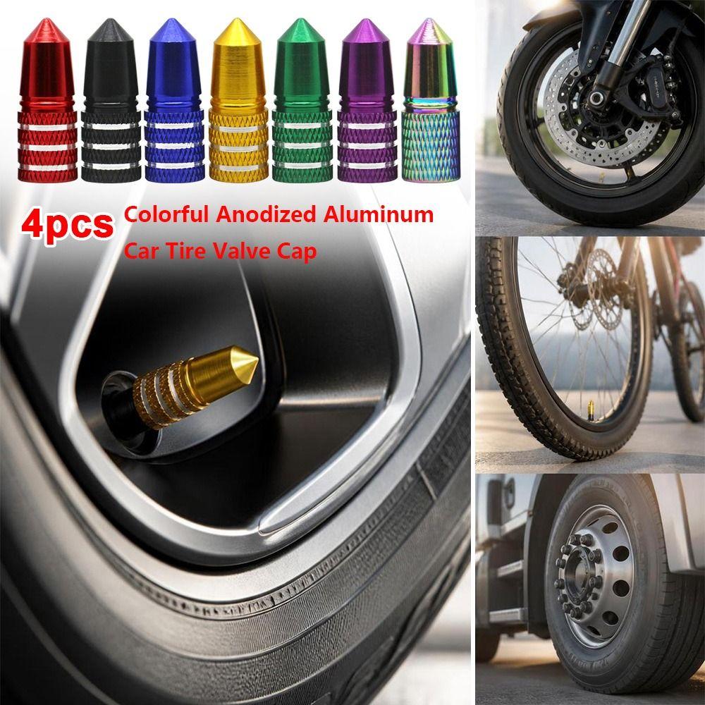 4pcs Anti Rust Anodized Tire Valve Caps Motorcycle Electric Vehicle Valve Core for Car SUV Truck