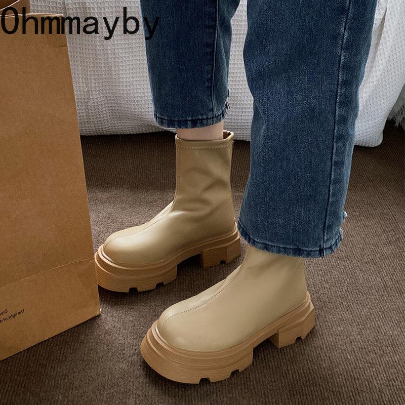 Winter Shoes Black Platform Gothic Boots Women 2023 New Casual Back Zippers Women's Ankle Boots Women's Short Bootties