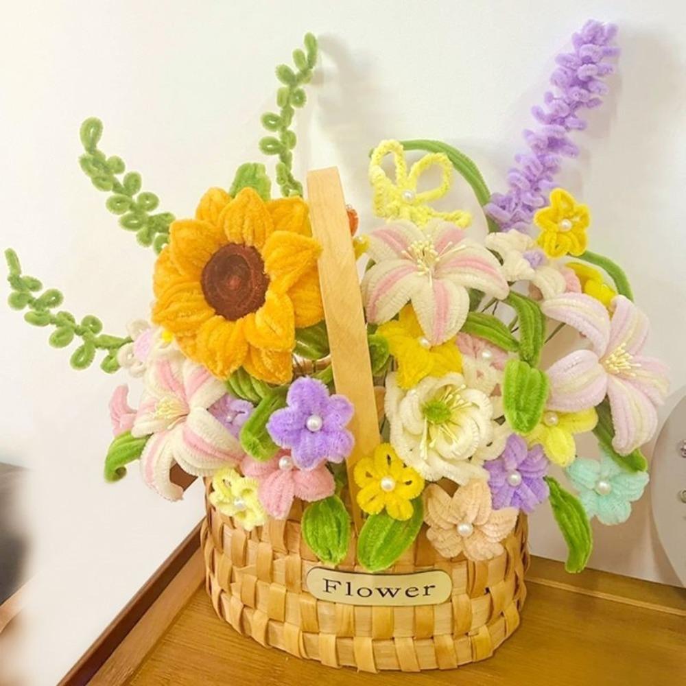 Material Package Macaron Color Fuzzy Wire Encrypted Fur DIY Flower Bouquet New Plush Strip