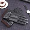 Cycling Solid Color PU Leather  Gloves Plus Plush Korean Style Mittens Men Gloves