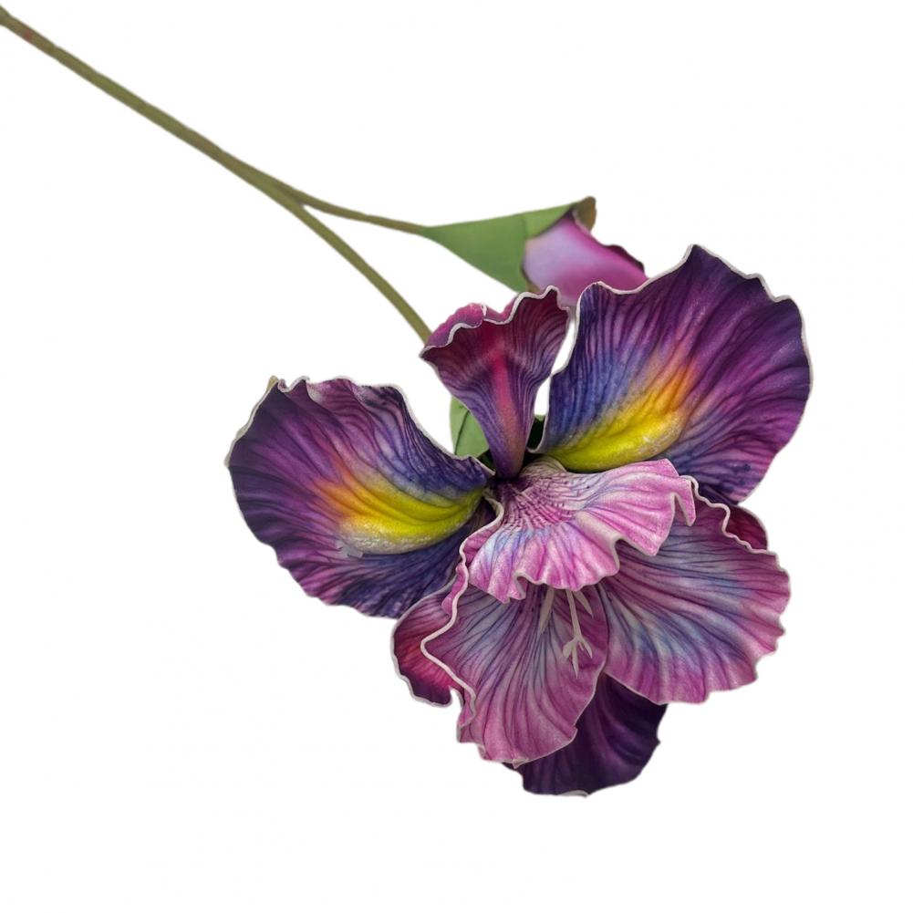 18" Artificial Iris Flower Real Touch Fake Bouquet with Flower Bud for Home Table Centerpiece Wedding Floral Arrangement Flowers