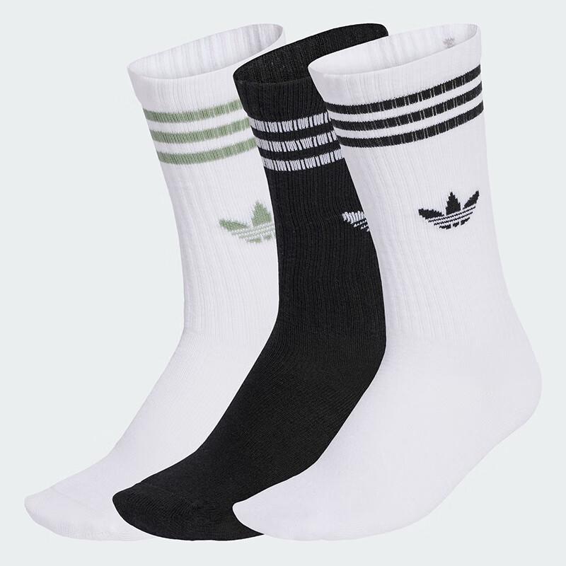 adidas Детские классические спортивные носки средней высоты с 3 полосками, 3 пары