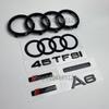 a2 A6 After 2019 4-Ring logo ABS Black Car Hood Front Bonnet Grill Rear Trunk Emblem Badge Sticker A6 50TFSI Quarrto Emblem
