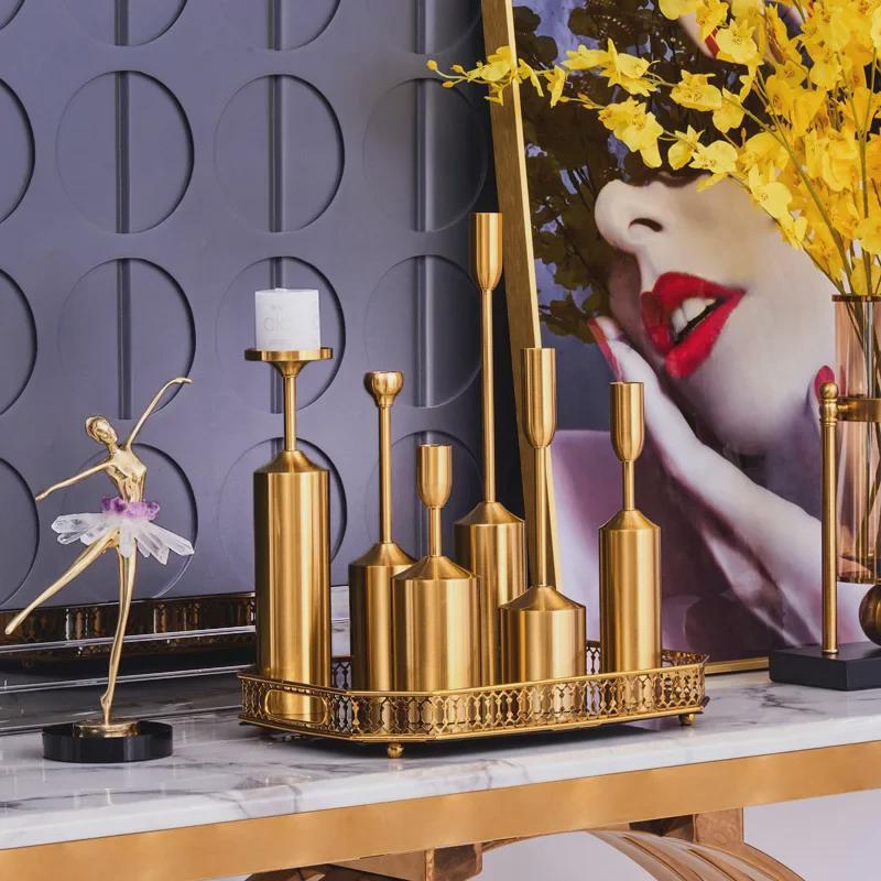 European Metal Candlestick: Electroplated Wedding Decor & Home Candlelight Ornament