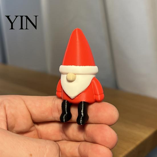 Decorative Pla Figures 3D Printed Christmas Gnome Shelf Sitter Figurine, Dangling Leg Desk Statue, Table Ornaments Sitting Santa Edge Ornament
