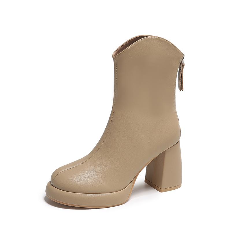 Короткие детские сапоги на высоком каблуке, водонепроницаемые, модель 2024 года, на осень и зиму, на высоком каблуке, с толстым каблуком, на молнии сзади, тонкие сапоги, сапоги большого размера