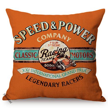 1986S Vintage Motorcycle Style Cushion Cover Letter Poster Cool Punk Cartoon Decorative Linen Car Sofa Throw Pillow Case Cojines