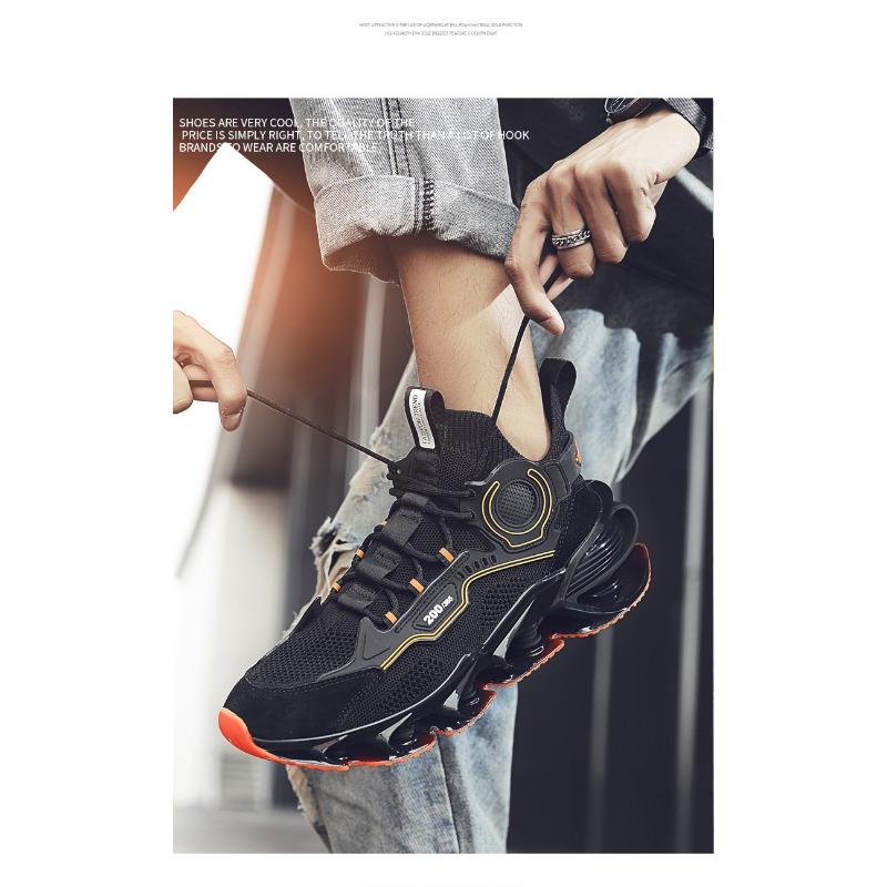 Men's High-top Blade Sole Sneakers Breathable Knit Non-slip Athletic Shoes