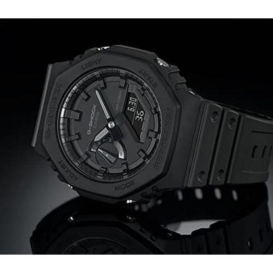 Casio G-Shock GA-2100-1A1 Ана-Цифровые Полностью Черные Наручные Часы Мужские Углеродный Защитный Корпус