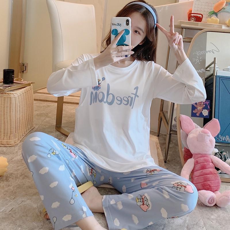 Весенне-осенняя пижама для беременных - Комплект домашней одежды для кормления грудью и послеродового периода