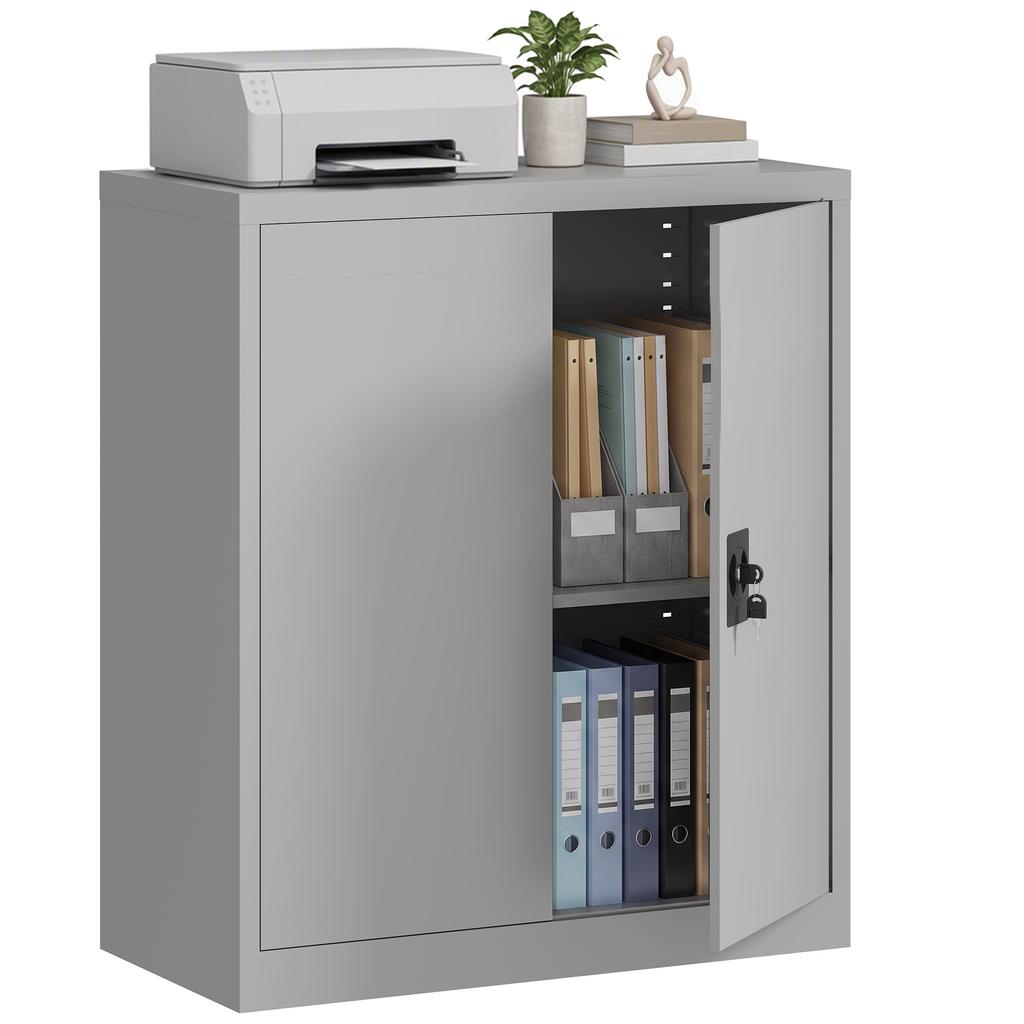 Filing Cabinet Steel Cabinet Multi Purpose Cabinet With Adjustable Shelf And Lock For Study Living Room Gray
