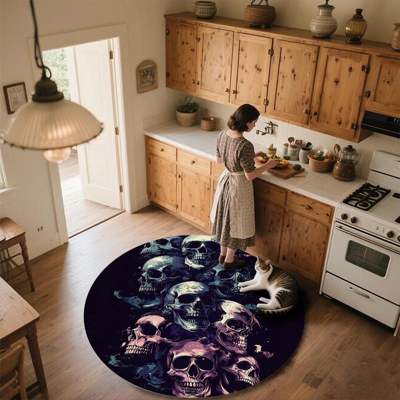 Pile of Skulls,Round Area Rug,Carpet Rug for Living Room Bedroom Sofa Playroom Decor,Non-slip Floor Mat