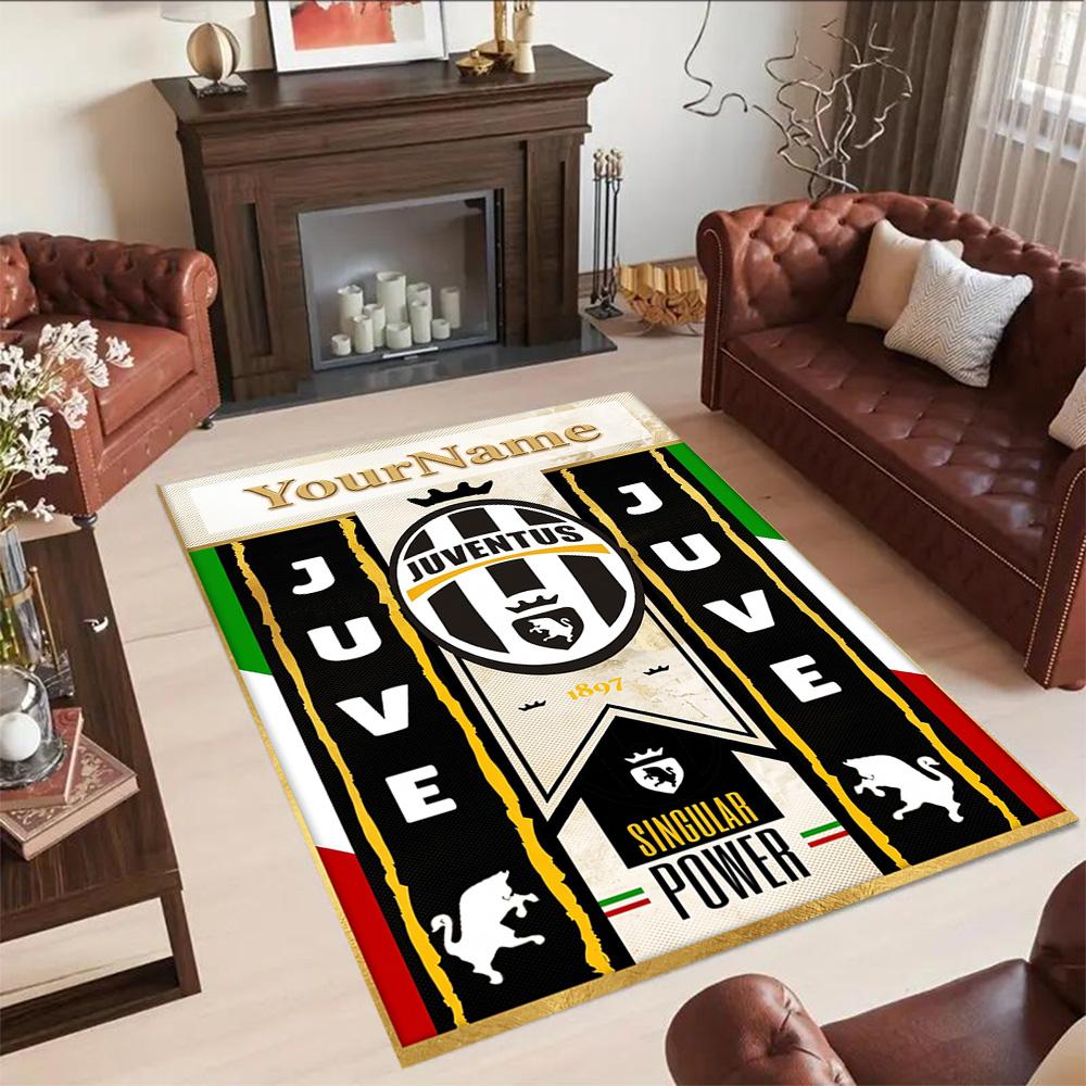 Juventus Customized Name Carpet Suitable for Balcony Study room Playrooms Dormitory Anti-slip Rug Office home decor Birthday/Christmas Gift
