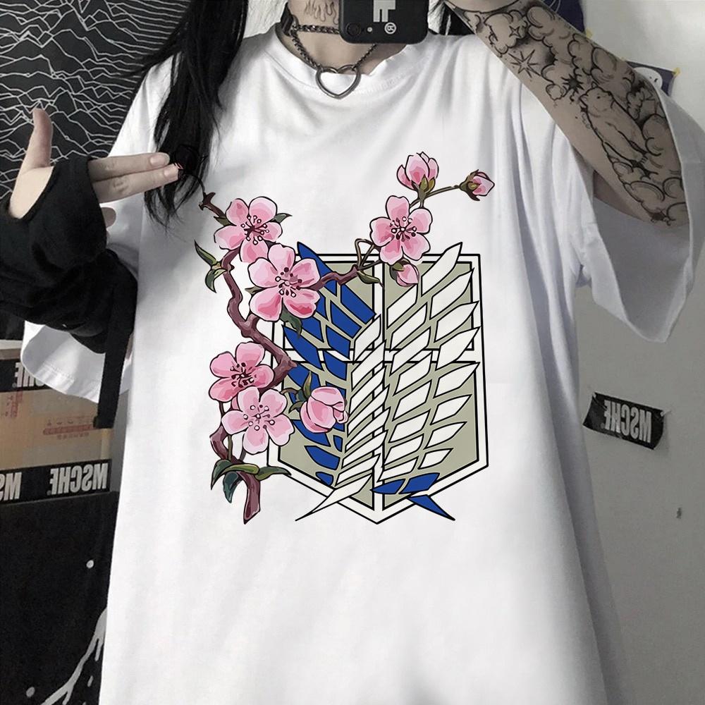 2023 Аниме Атака Титанов Графический Harajuku Летняя женская футболка Kawaii с короткими рукавами Топы