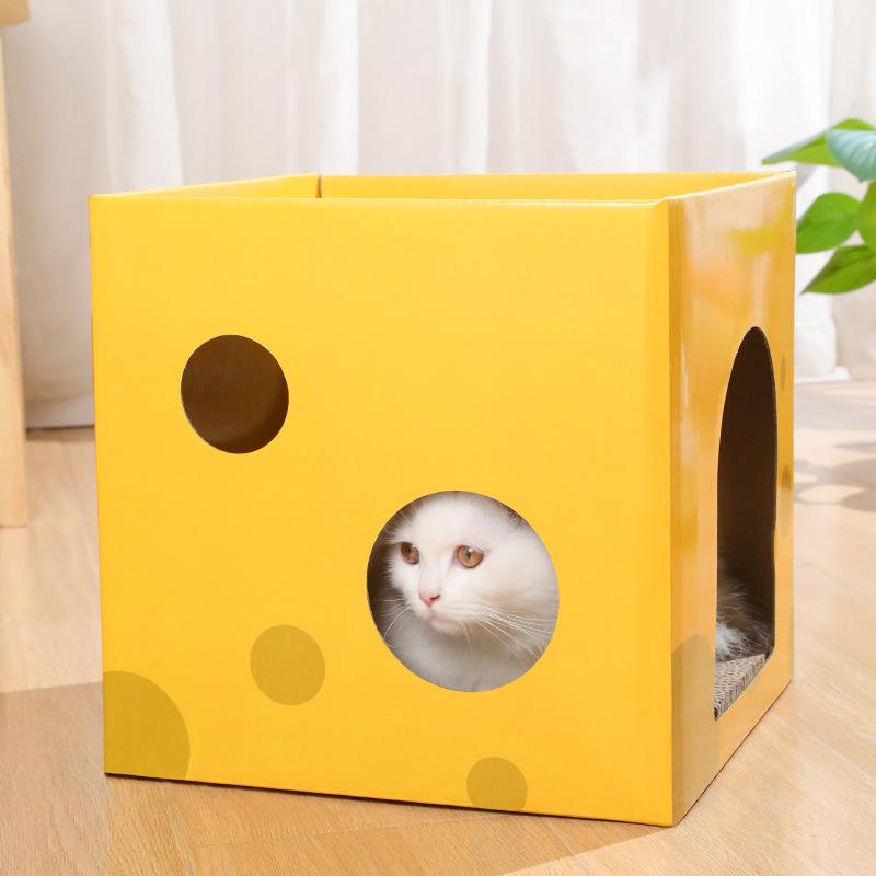 Когтеточка двухслойная домик для питомца кошачий кондо для комнатной кошки жесткий гофрированный картон доска когтеточка игрушки для стачивания когтей