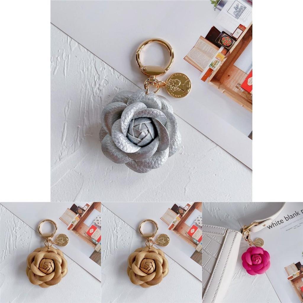 Стильный кожаный брелок для ключей автомобиля с изображением чайного цветка Очаровательное цветочное украшение для сумки