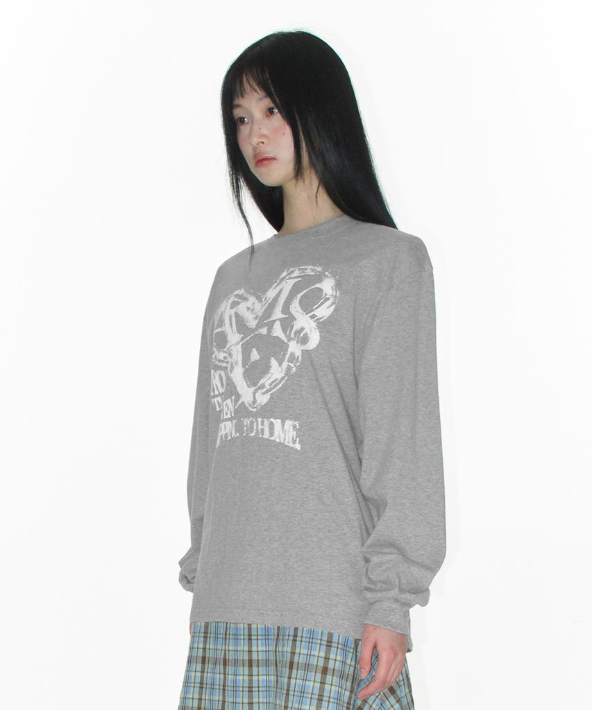 AMES-WORLDWIDE Ames Heart Graphic Ls Tee Gray