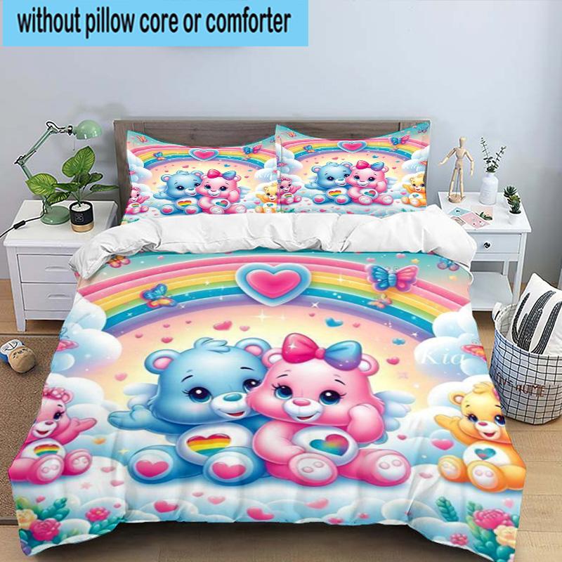 3PCS Rainbow Bears 3pcs Bedding,Including 3PCS Duvet Cover And 2pcs Pillowcases Perfect for Christmas,Ideal for Bedroom, Dormitory