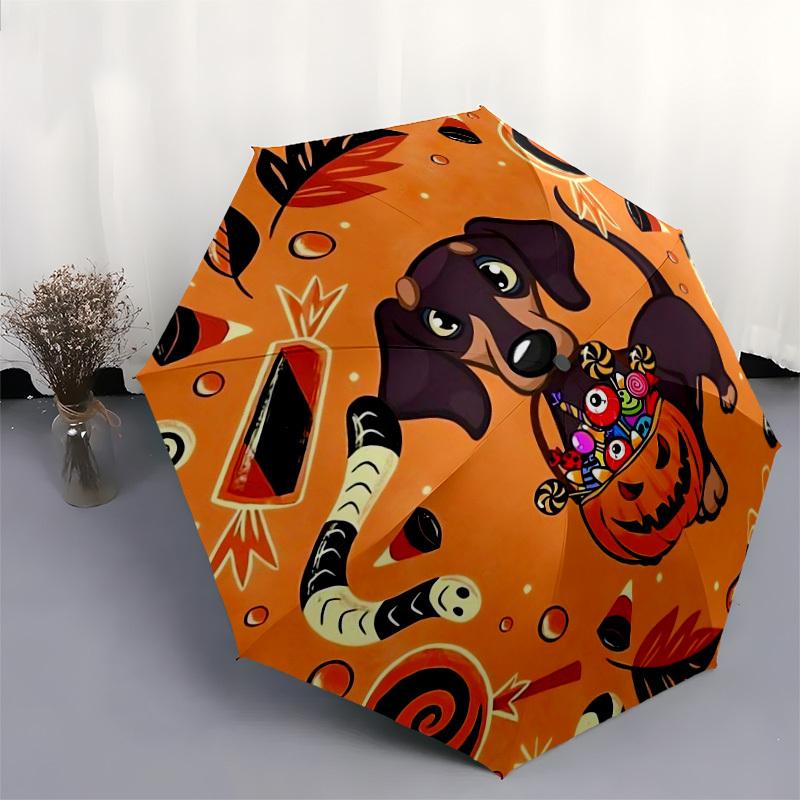 1pc Halloween Treats for Dachshund Umbrella with Plastic Handle,Suitable for All Seasons Home Travel Outdoor UmbrellaDD1723