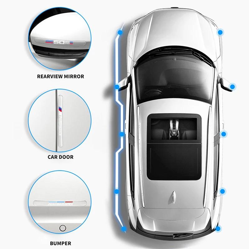 LJFJN1 4pcs Car Door Edge Protection Strips Anti Scratch Rearview Mirror Anti-collision Sticker For BMW 50th M X1 X3 X5 X6 X7 E30 E90