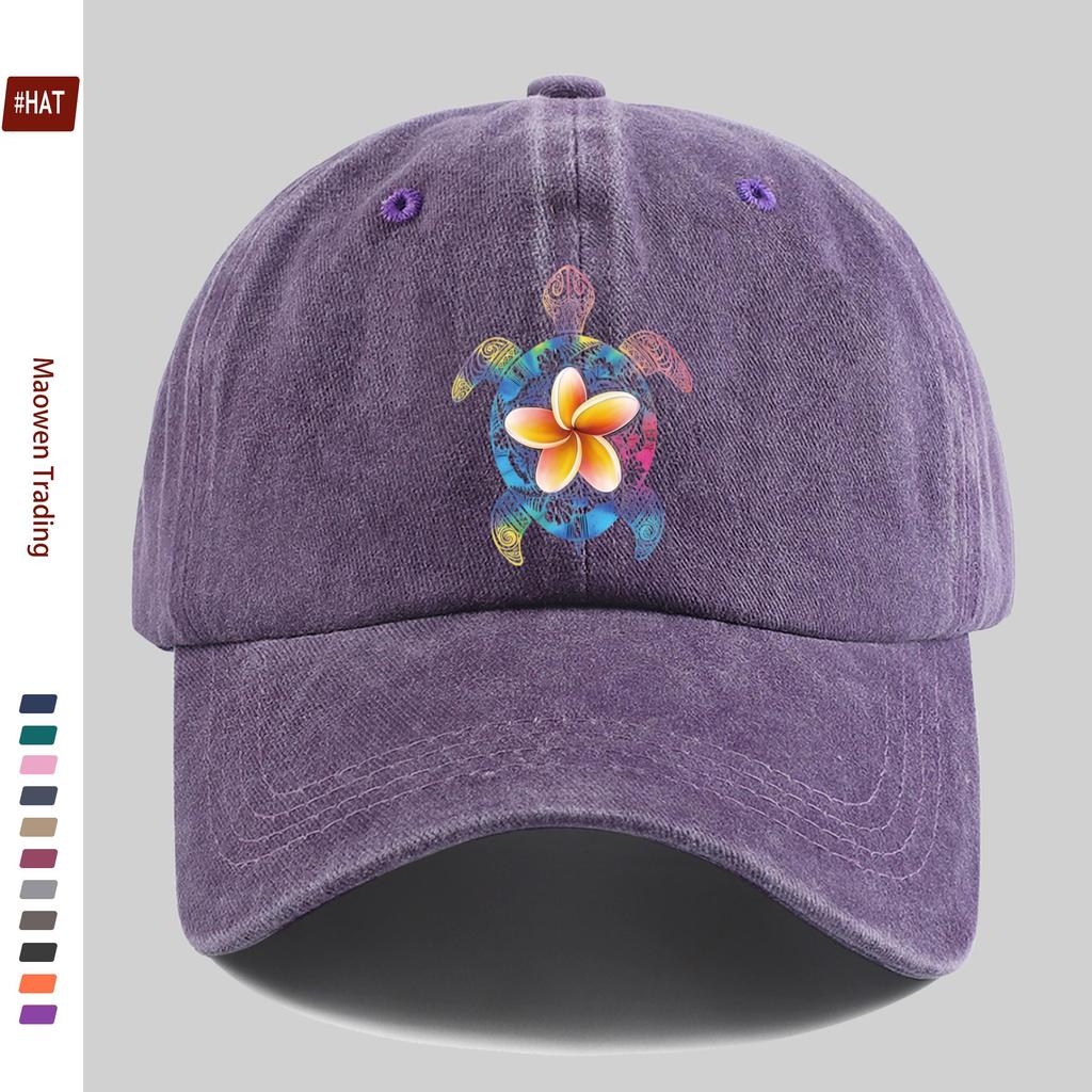 pc Floral Gradient Turtle Fashion Letter Printed Baseball Cap with MultiColored Turtle Print Design Sun Hat Underwater World
