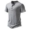 Мужские футболки с воротником хенли, летние повседневные однотонные футболки с коротким рукавом, топы высокого качества