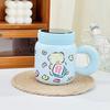 Мультяшная керамическая чашка с крышкой, милая, с индивидуальностью, креативная кружка, большая вместимость, высокая ценность, подарок для девушки/пары, чашка для воды