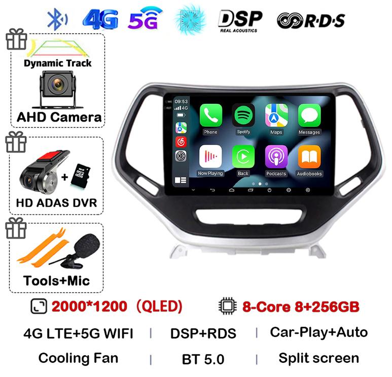 Android 14 Carplay Auto WIFI+4G для Jeep Cherokee 5 KL 2014 2015 2016 2017 2018 GPS автомобильный радиоприемник мультимедиа видеоплеер стерео
