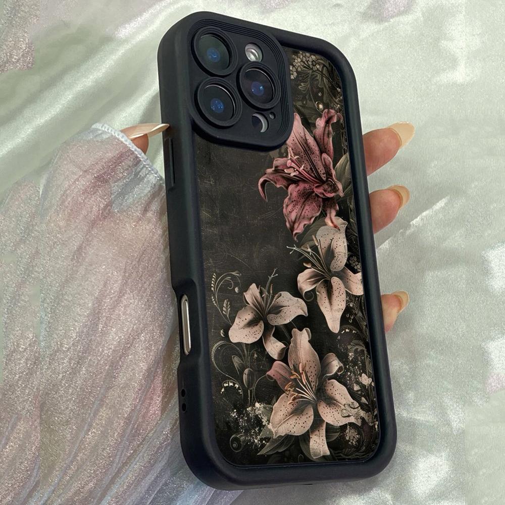 JT416 Розовый лилия Принт для iPhone 17 16 15 14 13 Pro Max Samsung S26 S25 Ultra A17 A07 A56 A16 A15 A14 Xiaomi 15T Redmi 15c Note 14 13 12 11 Мягкий чехол