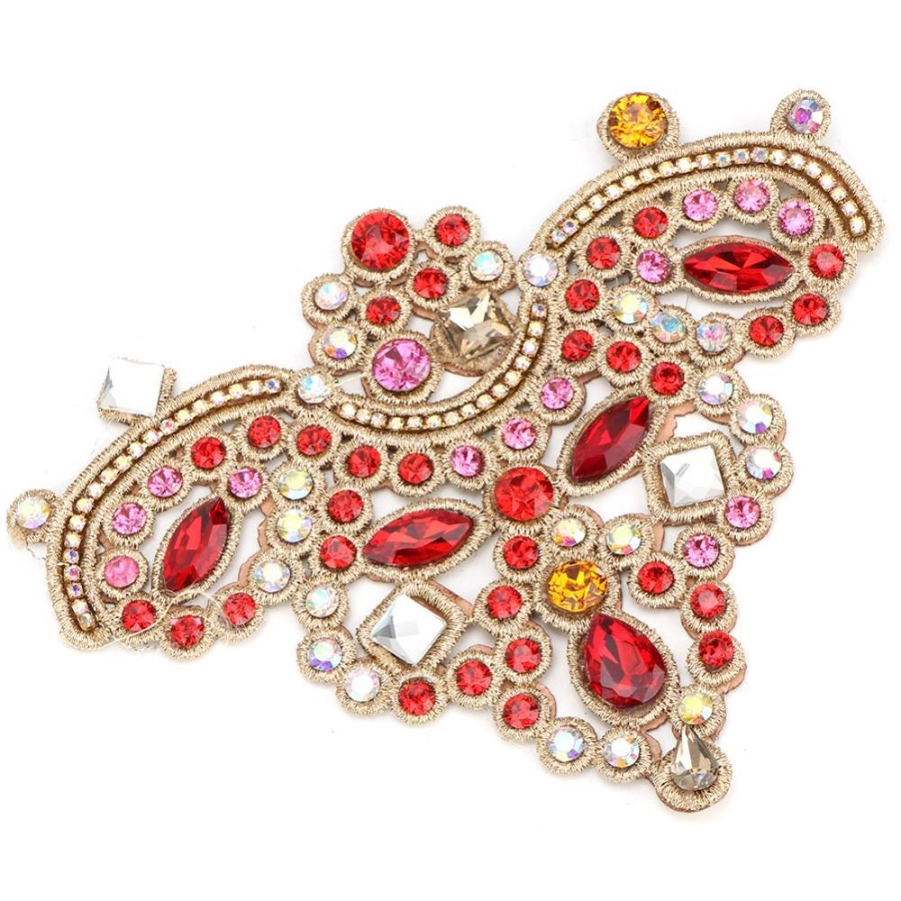 2pcs Sew On Design Crystal Rhinestone Patches Beaded Applique Patches For Clothing Accessories