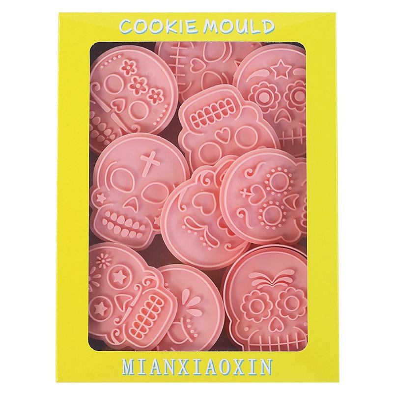Creative Halloween Skull Cookie Molds DIY Cookie Cutting Mold Flip Sugar Pressing Baking Tools Halloween Party Biscuit Making