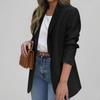 Ladies' Casual And Fashionable V-neck Button Up Long Sleeved Solid Color Jacket