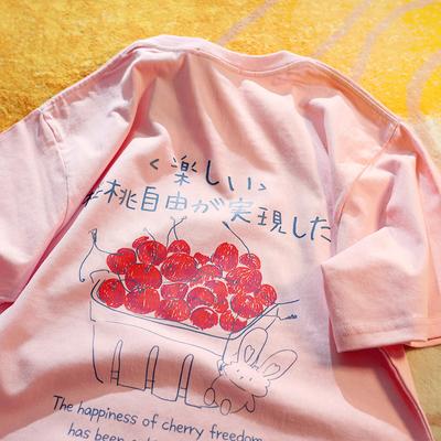 Японско-американская ретро трендовая футболка женская с коротким рукавом Bf свободного кроя оверсайз из чистого хлопка футболка парный топ летняя уличная футболка