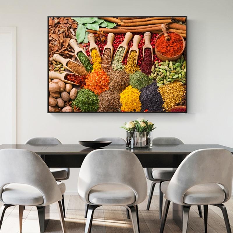 Kitchen Theme Wall Art Posters And Prints Herbs and Spices On the Table Canvas Paintings On the Wall Art Pictures Home Cuadro
