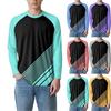 Men's Fashion Printed Raglan Long Sleeve Sports Top