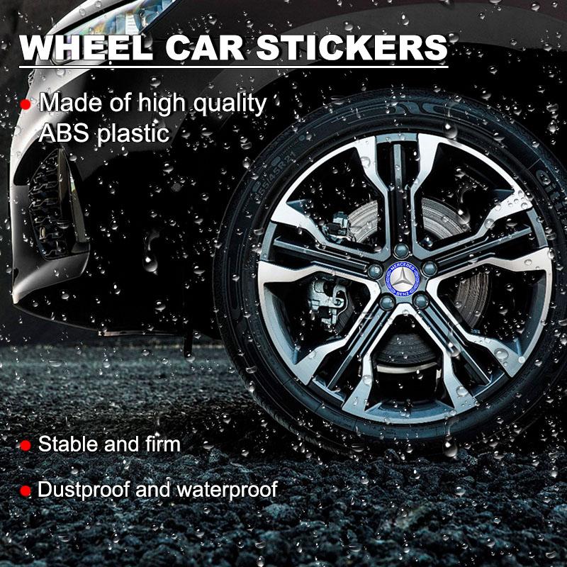 4pcs 56mm Aluminum Alloy Car Wheel Center Decal Hub Sticker For Mercedes Benz GLE GLC A B C E Class W176 W246 W205 W213 AMG Car Styling