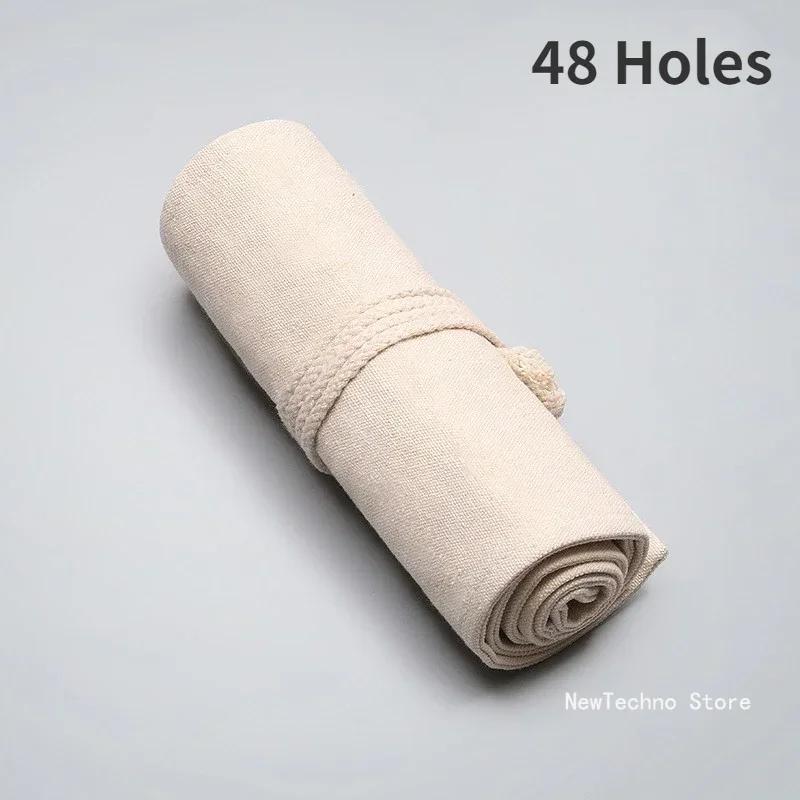 Canvas Roll Up Pen Curtain Case Pencil Bag Makeup Wrap Holder Storage Pouch School Supplies
