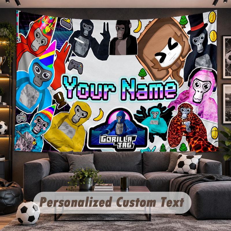 Wall Hanging Tapestry Custom NameGorilla Tag Pattern Personalized Printed Fabric Wall Decor
