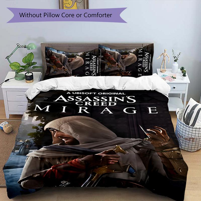 3pcs Assassin's Creed Design Cover Set - HD Printed Bedding with 1 Cover and 2 Pillowcases - Perfect for Home and Dorm Decor