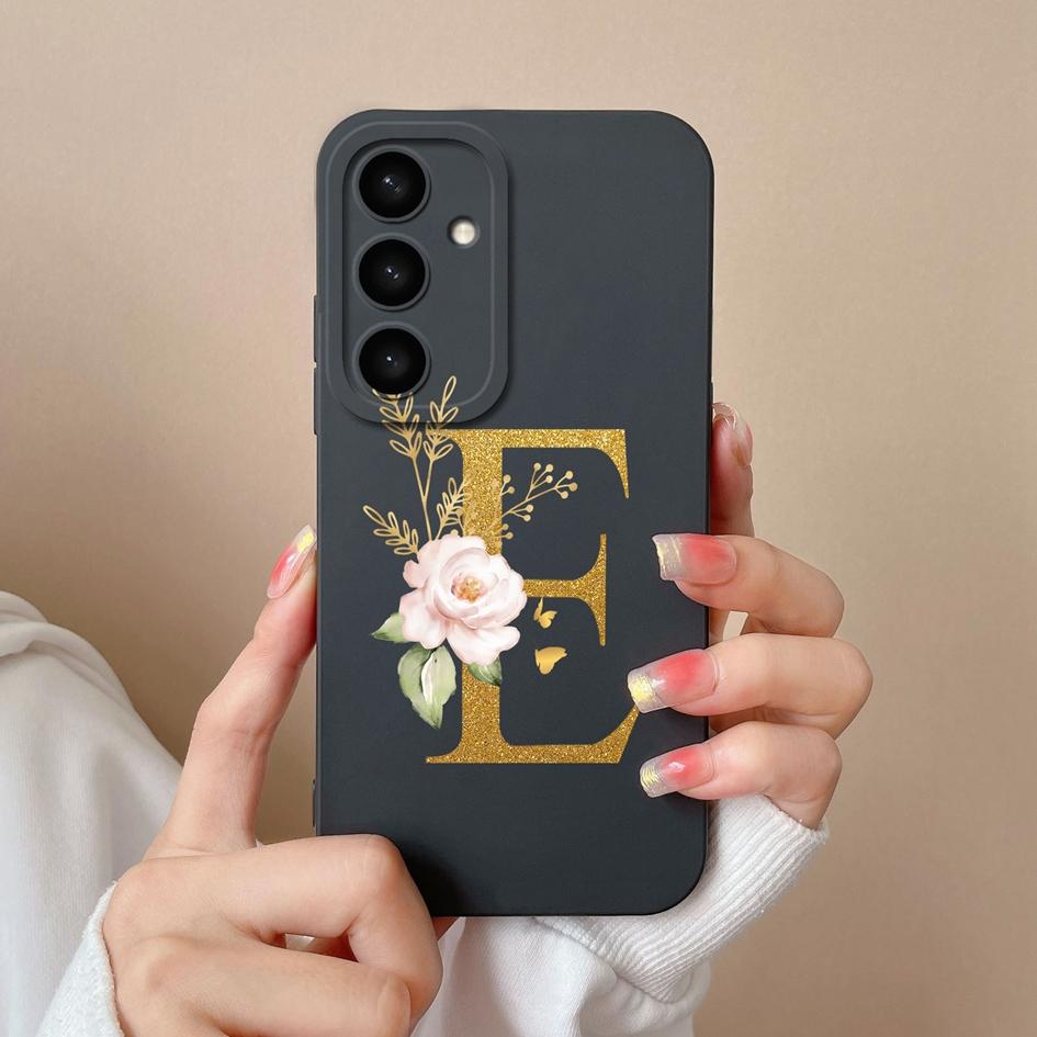 Flowers Letter Case For Samsung A05 A05S A16 S25 Plus S25Ultra A26 A56 F14 A36 Fashion Exquisite Pattern Soft Silicone Couples Covers For Samsung Capa