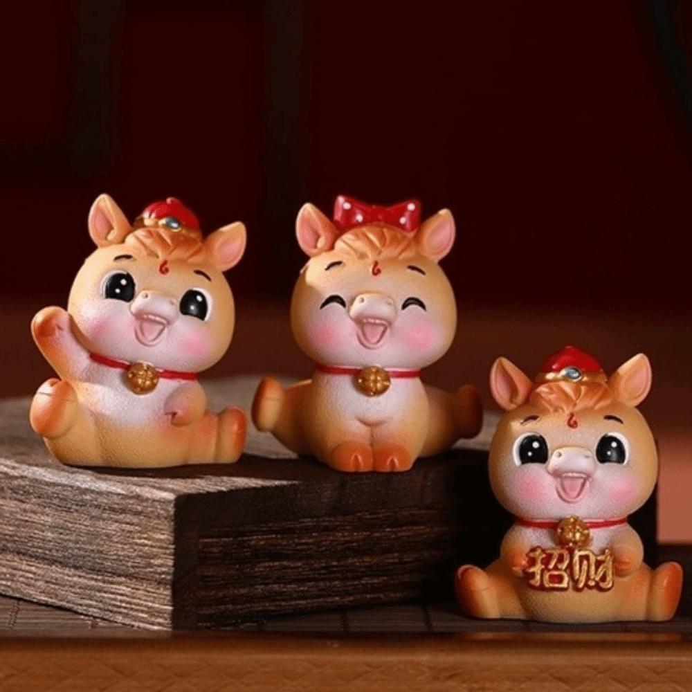 Lifelike 2026 Horse Year Figurines Resin Horse Statue Zodiac Horse Mascot New Year Gift