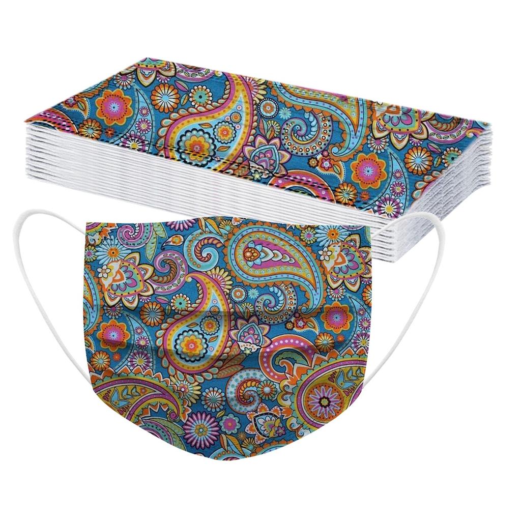Маска для взрослых, 20 шт., одноразовая маска для лица с принтом пейсли, промышленная 3-слойная ушная петля