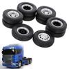 Compatible with Tamiya 1/14 RC Tractor Truck Aluminum Alloy Front & Rear Truck Wheel Rim Tires 6PCS