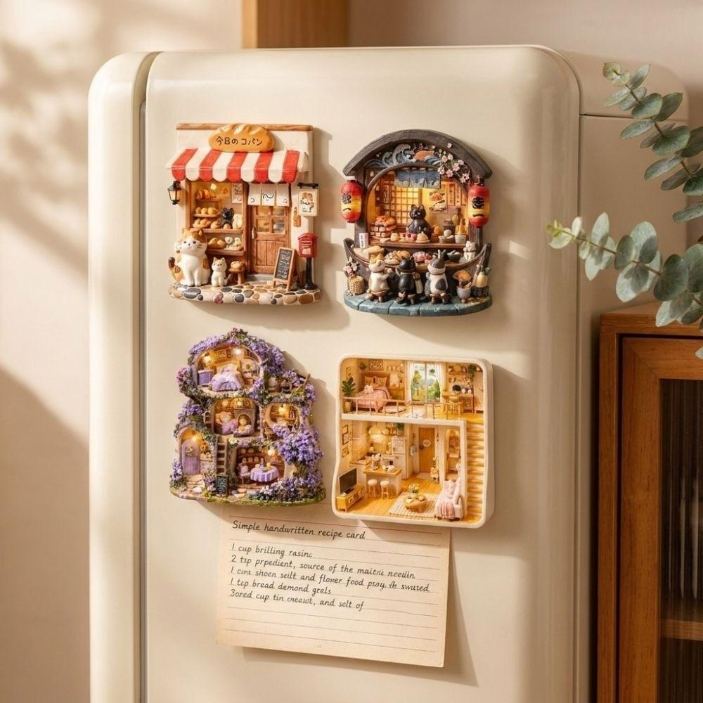 Resin Refrigerator Magnet Cat Themed Home Decoration Magnets Refrigerator Decoration Refrigerator